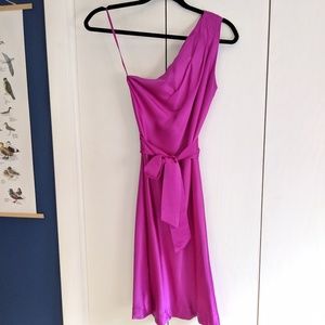 Silk Fuchsia One Shoulder Cocktail Dress